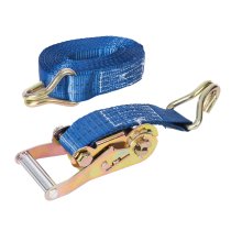 Silverline Ratchet Tie Down Strap J-Hook 6m x 38mm - Rated 750kg Capacity 1500kg