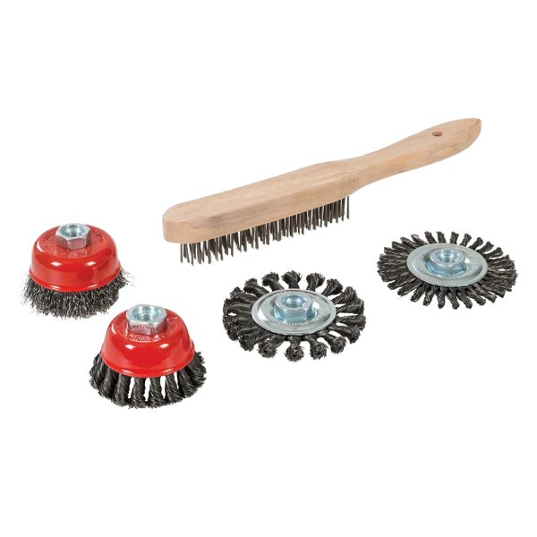 Silverline Wire Brush, Cup & Twist-Knot Wheel Set 5pce