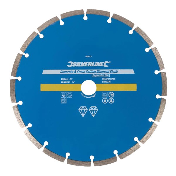 Silverline Concrete & Stone Cutting Diamond Blade 230 x 22.23mm Segmented Rim