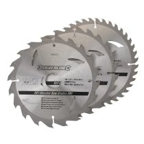 Silverline TCT Circular Saw Blades 20, 24, 40T 3pk 180 x 30 - 20, 16mm Rings