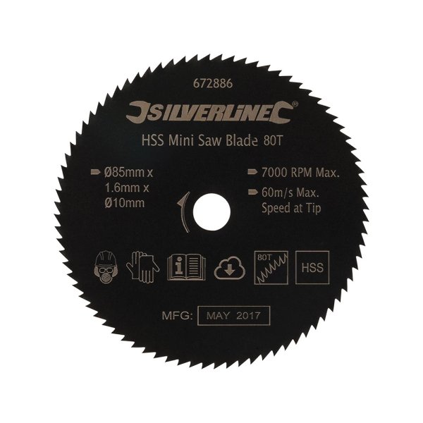 Silverline HSS Mini Saw Blade85mm Dia - 10mm Bore - 80T