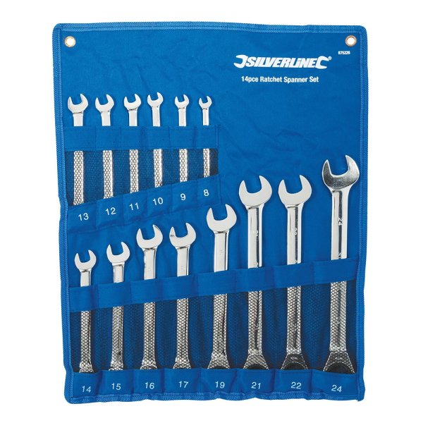 Silverline Fixed Head Ratchet Spanner Set 14pce