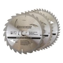 Silverline TCT Circular Saw Blades 24, 40, 48T 3pk 235 x 30 - 25, 16mm Rings