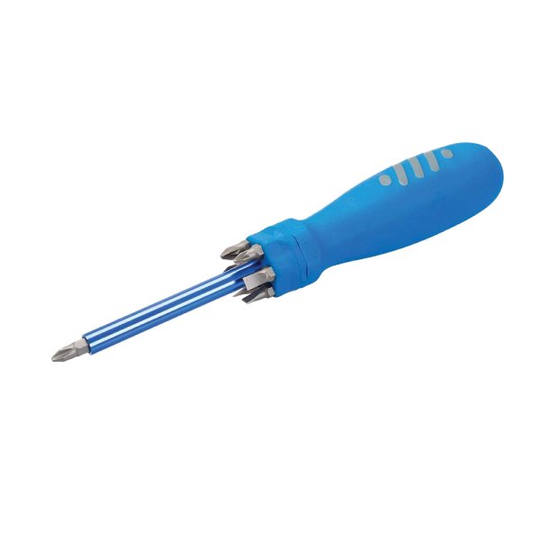 Silverline Multi-Bit Screwdriver with Telescopic Pick-Up Magnet 7 Driver Bits