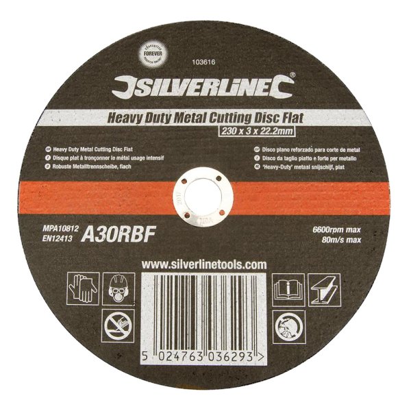 Silverline Heavy Duty Multipurpose Slitting Disc Flat 115 x 1 x 22.23mm