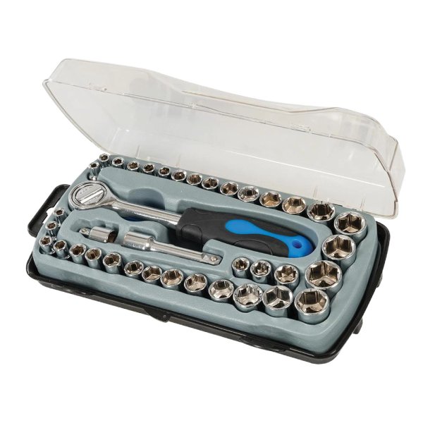 Silverline Compact Socket Set 6pt Metric / A/F 39pce