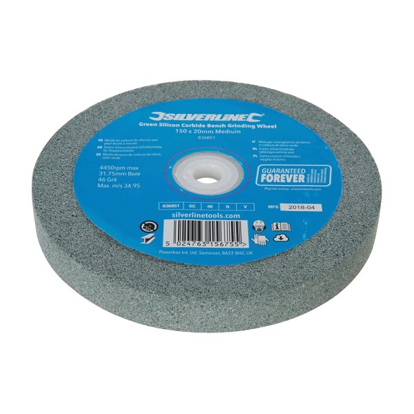 Silverline Green Silicon Carbide Bench Grinding Wheel 150 x 20mm Medium