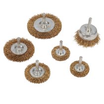 Silverline Brassed Steel Wire Wheel & Cup Brush Set 6pce