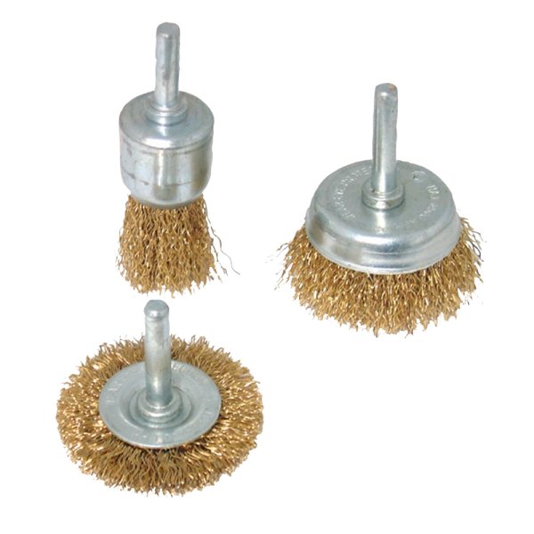 Silverline Brassed Steel Wire Wheel & Cup Brush Set 3pce